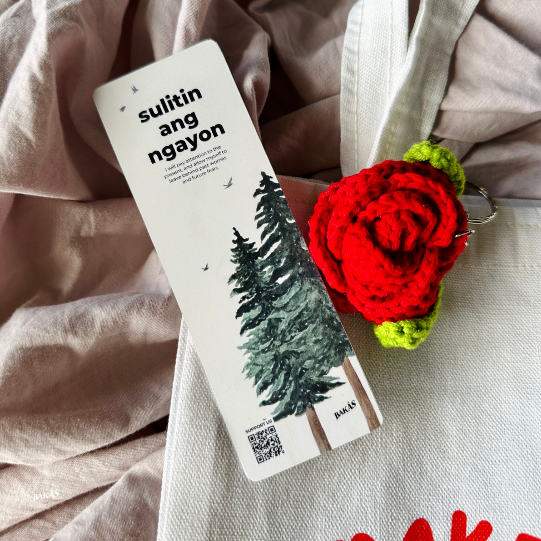 Self-Love Gift Bundle with Statement Shirt, Katsa Tote Bag, Bookmark, Mindfulness Cards Set, Crochet Rose Keychain